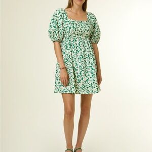 FRNCH Emy Green and White Floral Mini Dress